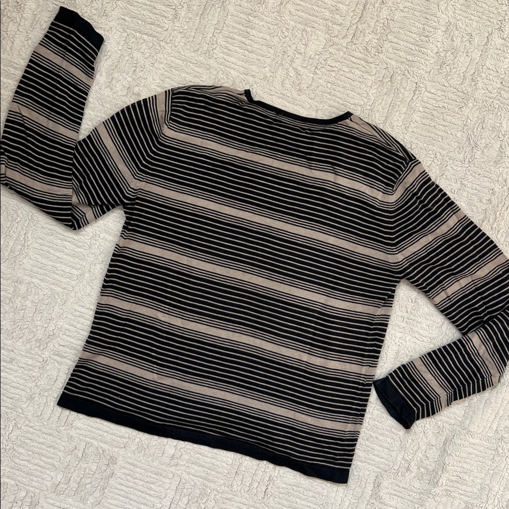 City Silk Striped 70% Silk 30% Cotton Knit Top in Black & Tan, Size Large, EUC - Picture 13 of 16
